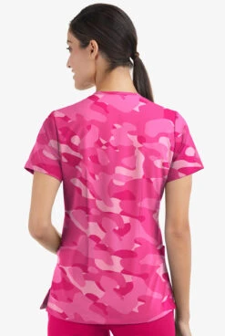Easy Stretch By Butter-Soft Cloud Camo Flirt Women's 2-Pocket Mitered V-Neck Printed Scrub Top -Clinic Love Style PBU434CCFL 3
