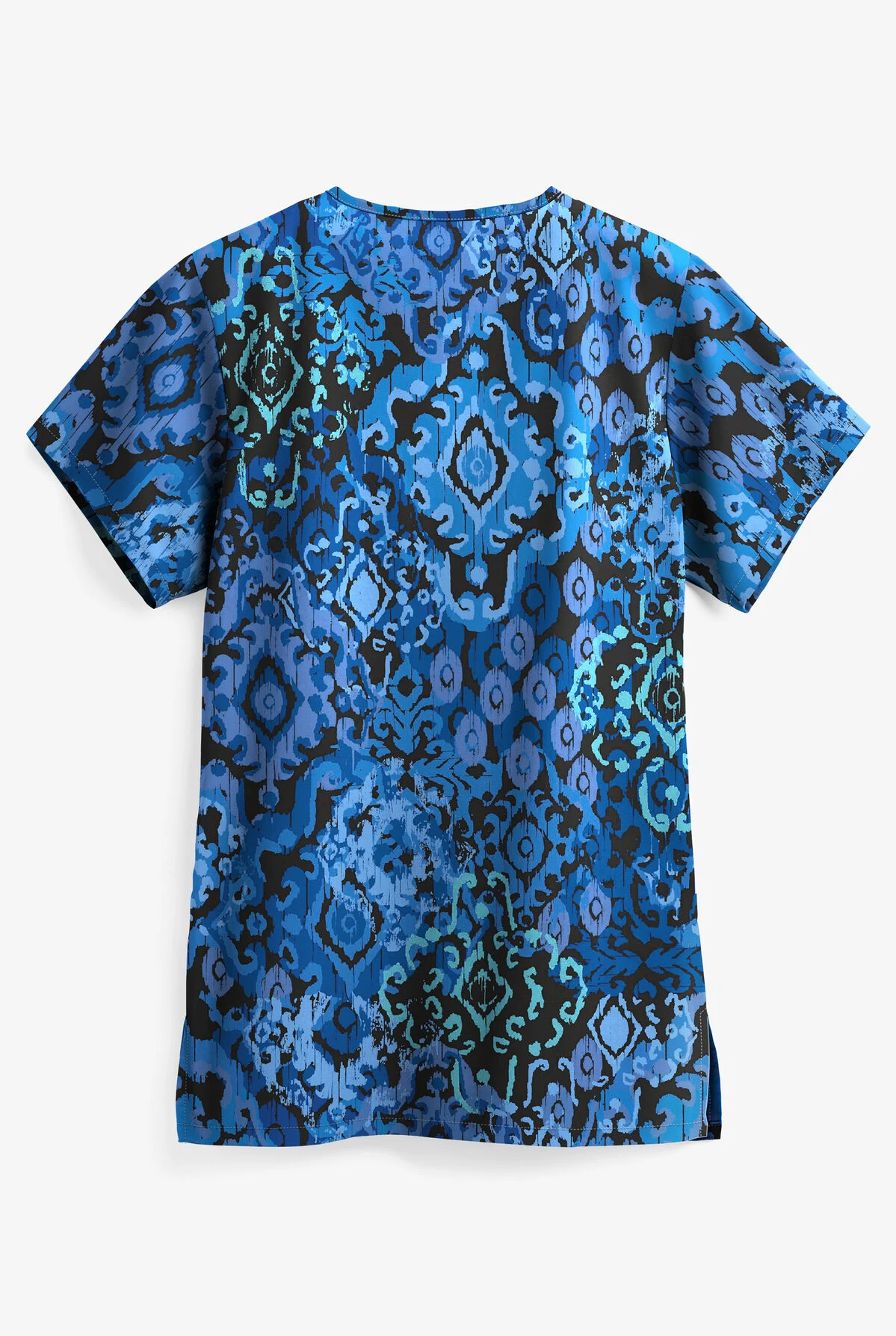 UA Ikat Paradise Black Printed Women's 3-Pocket V-Neck Scrub Top 2 UA Ikat Paradise Black Printed Women's 3-Pocket V-Neck Scrub Top - Image 2