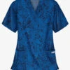 UA Best Buy Enchanting Paisley Navy Women's 3-Pocket V-Neck Print Scrub Top