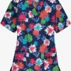 UA Best Buy Floral Beauty Navy Women's 3-Pocket V-Neck Print Scrub Top