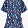 Best Buy Ice Cream Celebration Navy Women's 3-Pocket V-Neck Print Scrub Top