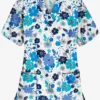 UA Best Buy Palace Floral White Printed Women's 3-Pocket V-Neck Scrub Top