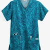 UA Paisley Delight Turquoise Women's 3-Pocket V-Neck Print Scrub Top