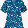 Butter-Soft Walk In The Park Royal Women's 2-Pocket V-Neck Print Scrub Top