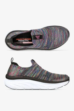 Skechers Sport Women's D'Lux Walker Rainbow Sky Black Athletic Slip On Shoes