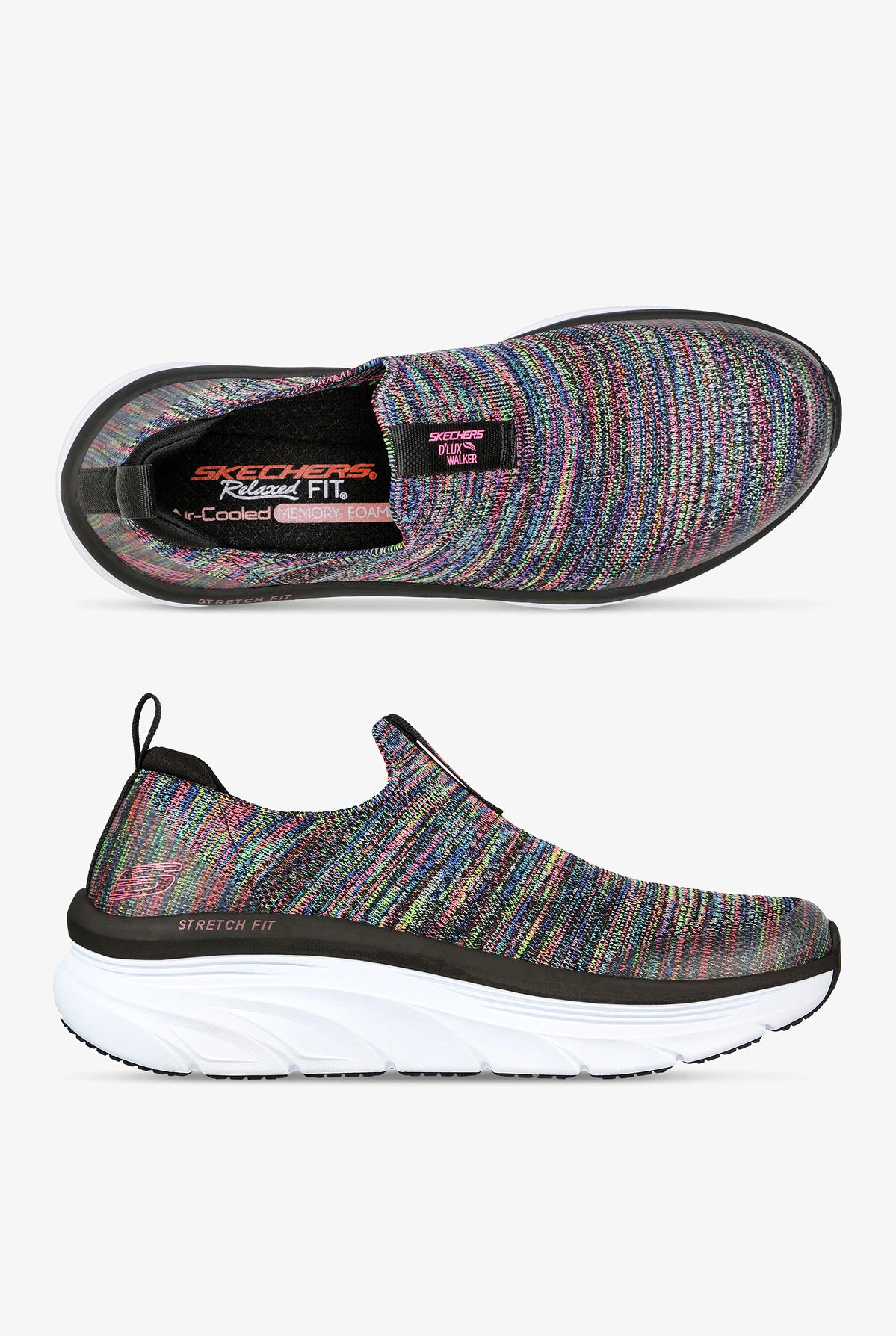 Skechers Sport Women's D'Lux Walker Rainbow Sky Black Athletic Slip On Shoes 1 Skechers Sport Women's D'Lux Walker Rainbow Sky Black Athletic Slip On Shoes