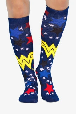 Cherokee Tooniforms Wonder Stars Women's 10-15 MmHg Light Compression Socks
