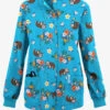 Butter-Soft Originals Nap Time Turquoise Women's 3-Pocket Warm-Up Printed Scrub Jacket