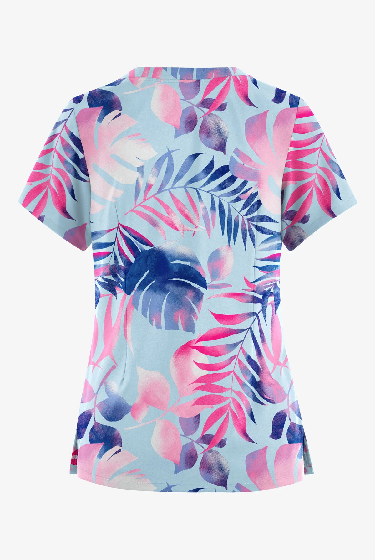 Butter-Soft Originals Aloha Breeze Morning Dew Women's 6-Pocket Scallop Neck Printed Scrub Top 2 Butter-Soft Originals Aloha Breeze Morning Dew Women's 6-Pocket Scallop Neck Printed Scrub Top - Image 2