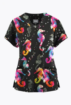 Butter-Soft Originals Relaxing Day Women's 6-Pocket Scallop Neck Printed Scrub Top