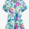 Butter-Soft Originals Turtle Journey Galaxy Women's 6-Pocket Scallop Neck Printed Scrub Top 