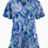 Butter-Soft Originals Kashmir Paisley Women's 3-Pocket Mock Wrap Raglan Sleeve Printed Scrub Top