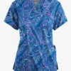 Butter-Soft Elegant Paisley Royal Women’s 4-Pocket V Notch-Neck Printed Scrub Top