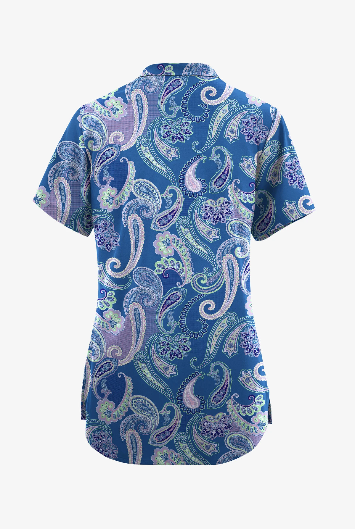 Butter-Soft Originals Kashmir Paisley Royal Women's 6-Pocket Mandarin Collar Printed Scrub Top 2 Butter-Soft Originals Kashmir Paisley Royal Women's 6-Pocket Mandarin Collar Printed Scrub Top - Image 2