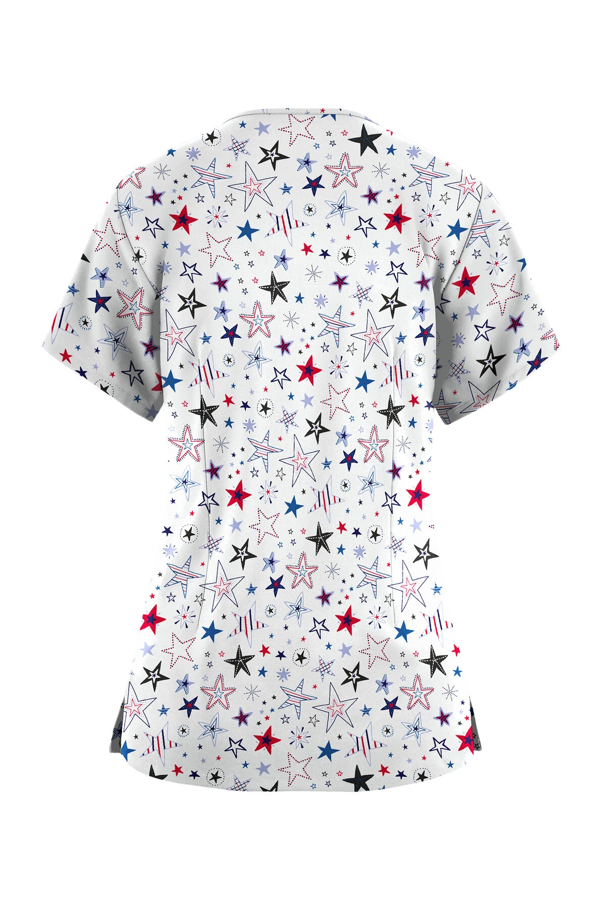 Butter-Soft Originals Summer Starburst Women's 3-Pocket Criss Cross Printed Scrub Top 2 Butter-Soft Originals Summer Starburst Women's 3-Pocket Criss Cross Printed Scrub Top - Image 2