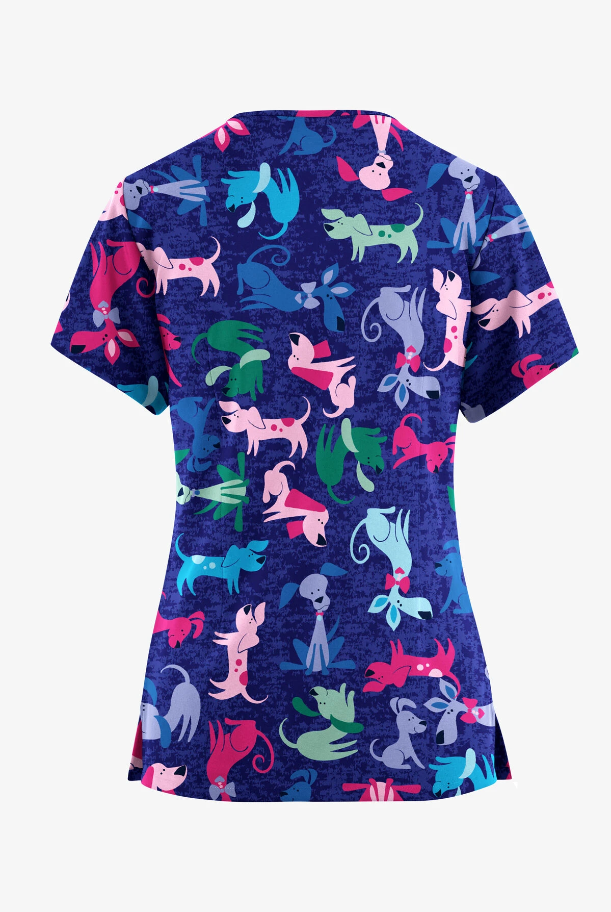 Butter-Soft Originals Paw Friends Navy Women's 7-Pocket Curved V-Neck Printed Scrub Top 2 Butter-Soft Originals Paw Friends Navy Women's 7-Pocket Curved V-Neck Printed Scrub Top - Image 2