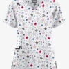 Butter-Soft Originals Summer Starburst Women's 3-Pocket Mock Wrap With Ties Printed Scrub Top 