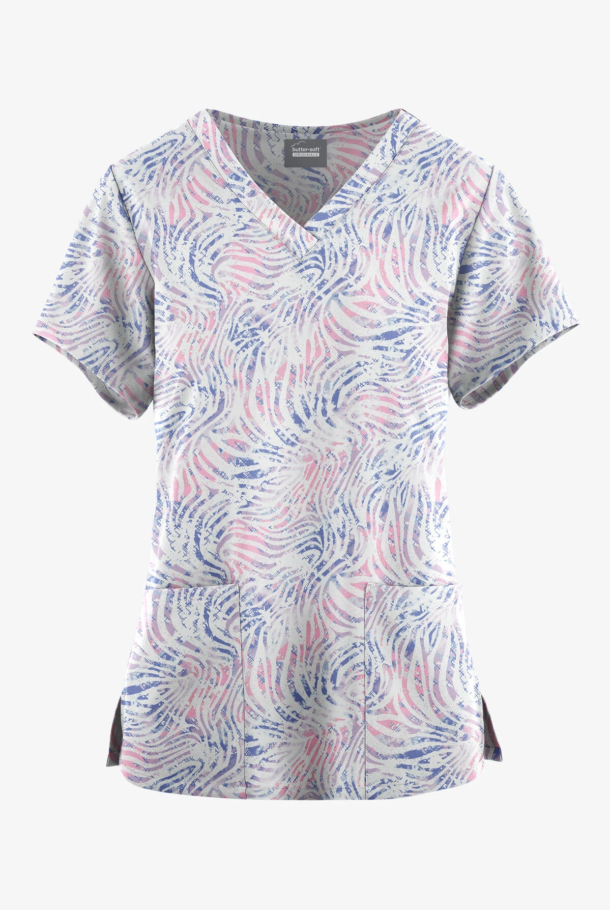 Butter-Soft Originals Abstract Zebra Women's 4-Pocket Rounded V-Neck Printed Scrub Top 1 Butter-Soft Originals Abstract Zebra Women's 4-Pocket Rounded V-Neck Printed Scrub Top