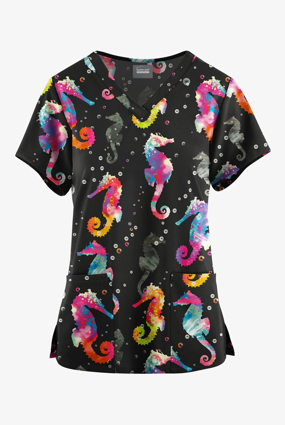 Butter-Soft Originals Relaxing Day Women's 4-Pocket Rounded V-Neck Printed Scrub Top 1 Butter-Soft Originals Relaxing Day Women's 4-Pocket Rounded V-Neck Printed Scrub Top