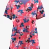 Easy Stretch By Butter-Soft Floral Watermelon Women's 4-Pocket Zip Curved Neck Printed Scrub Top