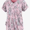 Easy STRETCH By Butter-Soft Dotted Geo Cashmere Rose Women's 2-Pocket V-Neck Print Scrub Top