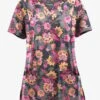 UA Butter-Soft STRETCH Jacobean Spring Pewter Women’s 4-Pocket Notch-Neck Printed Scrub Top