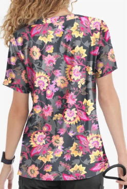 UA Butter-Soft STRETCH Jacobean Spring Pewter Women’s 4-Pocket Notch-Neck Printed Scrub Top 5 UA Butter-Soft STRETCH Jacobean Spring Pewter Women’s 4-Pocket Notch-Neck Printed Scrub Top -Clinic Love Style TS4244JSPW 3