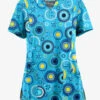 Butter-Soft STRETCH Odessa Floral Turquoise Women's 4-Pocket Notch Neck Print Scrub Top