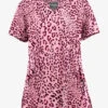 UA Butter-Soft STRETCH Summer Animal Wine Women’s 4-Pocket Notch-Neck Printed Scrub Top