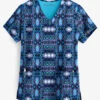 Easy STRETCH By Butter-Soft™ Whispering Ikat Women's 2-Pocket Print Scrub Top