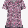 UA Butter-Soft STRETCH Day Dance Pewter Women's 1-Pocket V-Neck Print Scrub Top