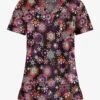 Butter-Soft Dazzling Snowflakes Women's 1-Pocket V-Neck Tuck-In Print Scrub Top
