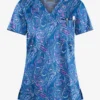 Butter-Soft Elegant Paisley Royal Women's 1-Pocket V-Neck Tuck-In Print Scrub Top