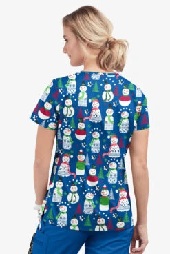 Butter-Soft Juggling Snowman Royal Women's 1-Pocket V-Neck Tuck-In Print Scrub Top 5 Butter-Soft Juggling Snowman Royal Women's 1-Pocket V-Neck Tuck-In Print Scrub Top -Clinic Love Style TS452JSRL 3