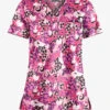 Butter-Soft Pink Ribbon Bouquet Women's 1-Pocket V-Neck Tuck-In Print Scrub Top