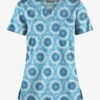 UA Butter-Soft STRETCH Splash Of Geo Aqua Moon Women's 1-Pocket V-Neck Print Scrub Top