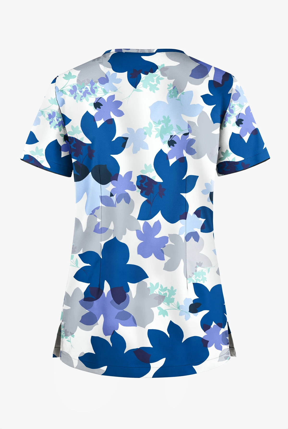 UA Butter-Soft STRETCH Floral Shades White Printed Women's 1-Pocket V-Neck Scrub Top 2 UA Butter-Soft STRETCH Floral Shades White Printed Women's 1-Pocket V-Neck Scrub Top - Image 2