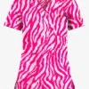 UA Butter-Soft STRETCH Tiger Fantasy Fuchsia Women's 1-Pocket V-Neck Tuck-In Printed Scrub Top