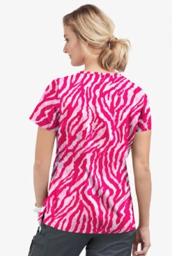 UA Butter-Soft STRETCH Tiger Fantasy Fuchsia Women's 1-Pocket V-Neck Tuck-In Printed Scrub Top 5 UA Butter-Soft STRETCH Tiger Fantasy Fuchsia Women's 1-Pocket V-Neck Tuck-In Printed Scrub Top -Clinic Love Style TS452TFFC 3