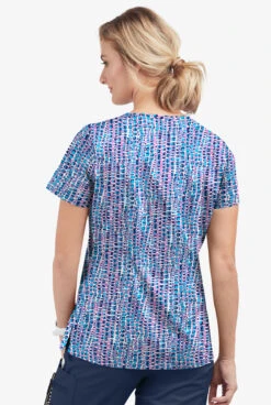 UA Butter-Soft STRETCH Urban Animal Orchid Women's 1-Pocket V-Neck Tuck-In Printed Scrub Top 5 UA Butter-Soft STRETCH Urban Animal Orchid Women's 1-Pocket V-Neck Tuck-In Printed Scrub Top -Clinic Love Style TS452UAOR 3