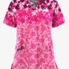 UA Butter-Soft STRETCH Floral Shadows Sweet Rose Women's 2-Pocket V-Neck Scrub Top