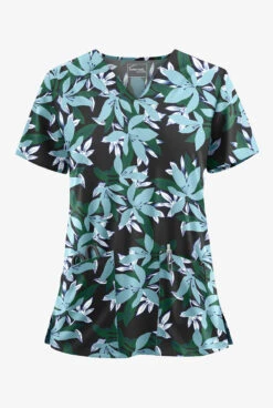 UA Butter-Soft STRETCH Happy Morning Floral Women's 2-Pocket V-Neck Print Scrub Top