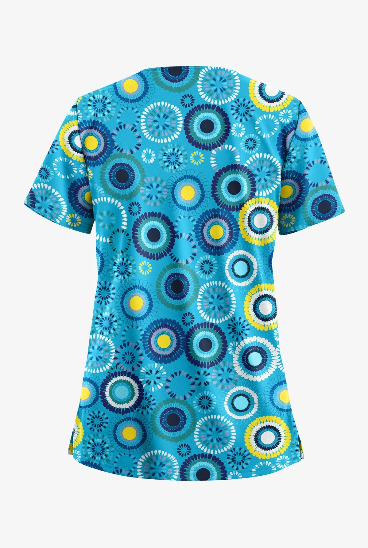 UA Butter-Soft STRETCH Odessa Floral Turquoise Women's 2-Pocket V-Neck Print Scrub Top 2 UA Butter-Soft STRETCH Odessa Floral Turquoise Women's 2-Pocket V-Neck Print Scrub Top - Image 2