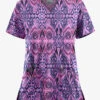 UA Butter-Soft STRETCH Romanian Ikat Orchid Women's 2-Pocket V-Neck Print Scrub Top