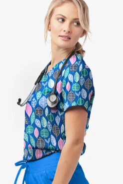 UA Butter-Soft STRETCH Swedish Leaves Royal Women's 2-Pocket V-Neck Print Scrub Top 5 UA Butter-Soft STRETCH Swedish Leaves Royal Women's 2-Pocket V-Neck Print Scrub Top -Clinic Love Style TS542SWRL 100523 3