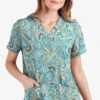 UA Butter-Soft STRETCH Vienna Paisley White Printed Women's 2-Pocket V-Neck Scrub Top