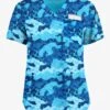 Easy STRETCH By Butter-Soft Camo Splash Navy Women's 3-Pocket V-Neck Tuck-In Printed Scrub Top