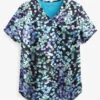 Easy STRETCH By Butter-Soft™ Floral Blossoms Chloe Women's 2-Pocket Tuck-In Print Scrub Top