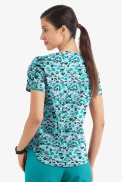 Easy Stretch By Butter-Soft Mystical Animal Women's 3-Pocket V-Neck Tuck-In Printed Scrub Top -Clinic Love Style TS543MASE 3