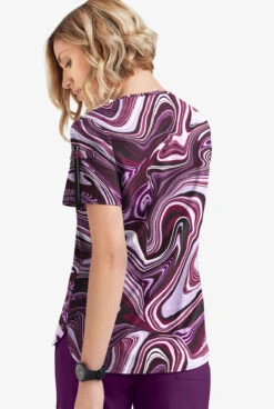 Easy STRETCH By Butter-Soft ™ Marble Art Onyx Women's 1-Pocket Scallop Neck Printed Scrub Top 5 Easy STRETCH By Butter-Soft ™ Marble Art Onyx Women's 1-Pocket Scallop Neck Printed Scrub Top -Clinic Love Style TS546MABL 3